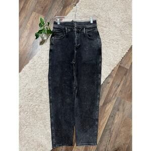 Hollister Size 29 Black Acid Wash Vintage Stretch Ultra High Rise Mom Jeans